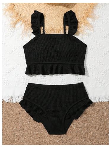 Image of Floerns Girl's 2 Piece Bathing Suit Ruffle Trim Summer Bikini Swimsuit