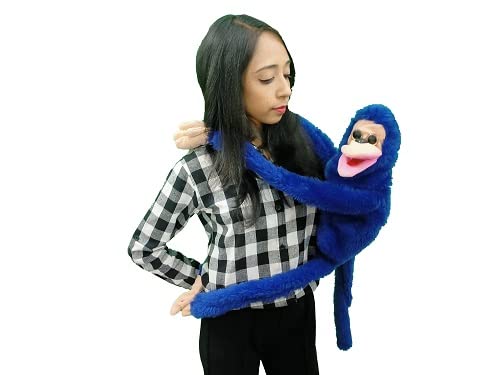 WIZERDY Magic Trick Ventriloquist Talking Monkey Puppet (Blue) | Soft Fur Hand Puppet for Kids & Adults | No Recorder Inside | Ideal for Shows & Stage Performances - Image 2 thumbnail