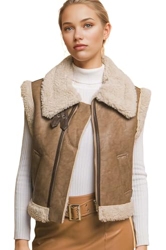 Love Tree Women's Juniors Faux Leather Shearling Vest2