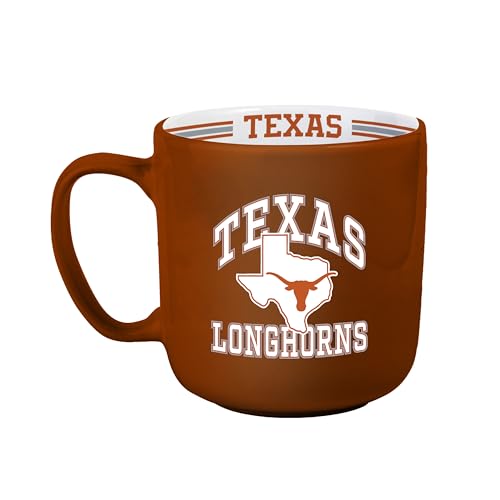 Image of Logo Brands NCAA Texas Longhorns 15 oz Stripe Coffee Mug - Vintage Team Logo, Inside Print & Stripes, Microwave & Dishwasher Safe- Great Gift For Fans & Alumni