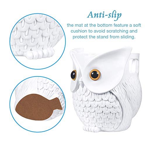 IDEALHOUSE Owl Echo Dot Holder Stand, Owl Statue Smart Speaker Holder Stand for Echo Dot 3rd and 2nd and 1st Generation, Cartoon Decor Owl Shape Home Decor - White