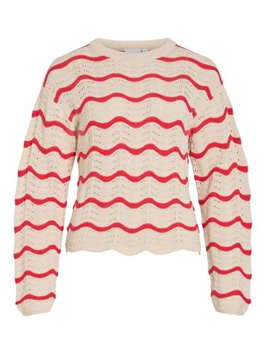 Pull à col rond Vila pour les journées fraîches en maille pointelle Viwave bouleau