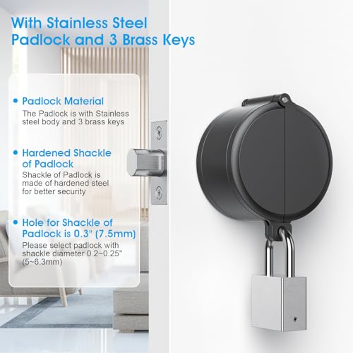 AST Round Deadbolt Lockout Device with Padlock and 3 Brass Keys, No Drill Install, Protect Keyhole, Toddler Proof Deadbolt Cover, Home Door Safety Reinforcement Lock, Matte Black with SS Padlock - Image 5