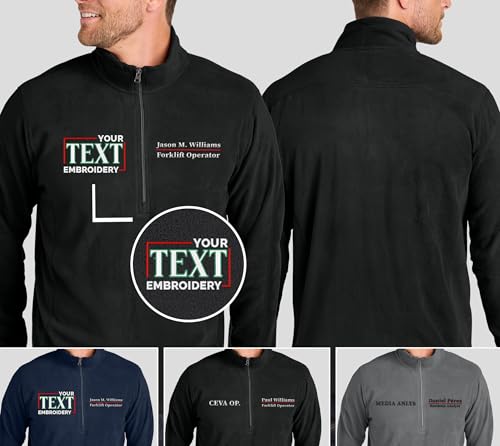 NACRE APPAREL Custom Text Embroidered Microfleece Halfzip Pullover for Women Men Personalized Embroidery Sweatshirt2