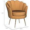 Velvet Barrel Accent Chair With Scalloped Back & Gold Legs - Green, For Living Room Or Bedroom