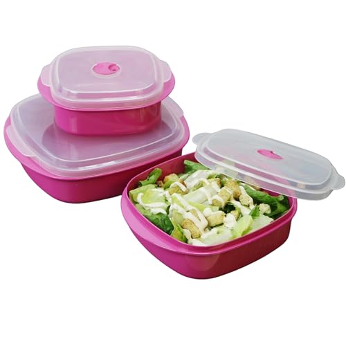 Image of Reston Lloyd Calypso Basics Microwave Cookware, Steamer and Storage Set, Magenta, Multiple Sizes, 6-Piece