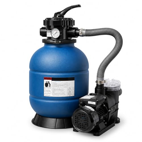 Image of XtremepowerUS 13 inch Sand Filter Pump for Above Ground Pools 2400GPH Swimming Pool Pump Pressure Gauge up to 10000GAL Pool Pool Sand Filter with 4 Way Valve