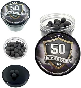 100x Premium Quality Hard Mix Rubber Steel Balls Paintballs Reballs Powerballs in 50 Cal. for Shooting Training Home and Self Defense Pistols in 50 Caliber