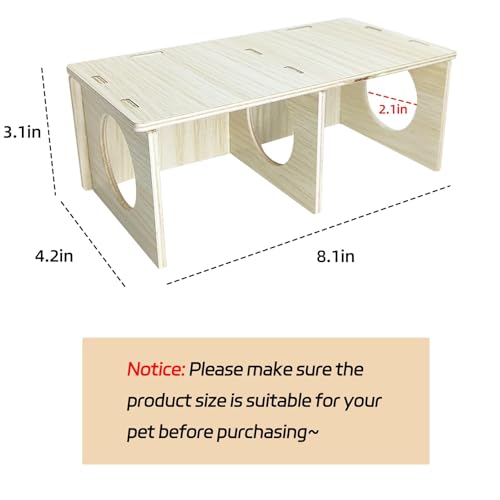 Hamiledyi Wooden Hamsters 2-Chamber Hideout-Tunnel Multi Chamber Exploring Toy Hamster Hiding Maze Tunnel Toy Platform Stuff Cage Accessories for Gerbil Rat Mice - Image 2