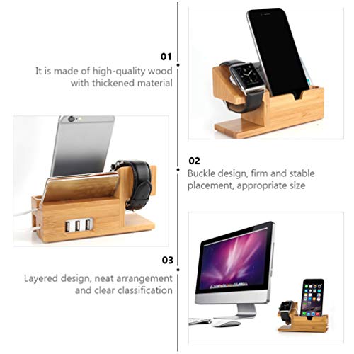 ULTECHNOVO Suporte para Telefone de Madeira Base de Carregamento Base de Carregamento Suporte Compat