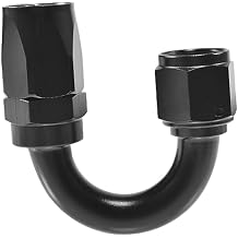 8AN Hose End Fitting 180 Degree Swivel for Braided Fuel Hose, Black Anodized Aluminum 180 Degree, AN8