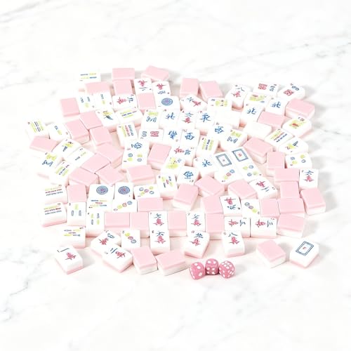 American Mahjong Set 166 piezas 1.2 pulgadas color rosa miniatura 4