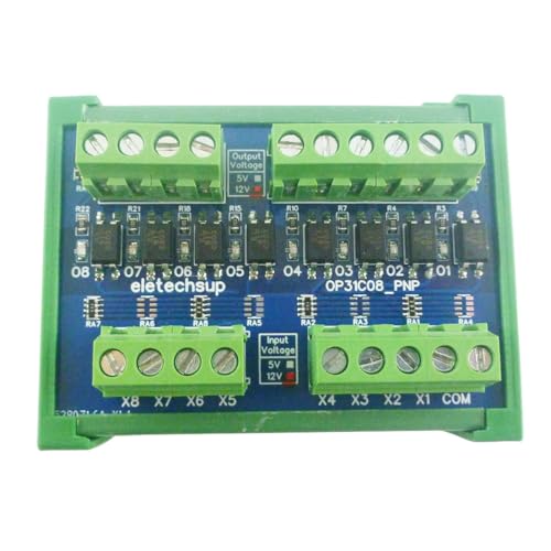 eletechsup 3.3V 5V 12V 24V Logic Level Converter NPN PNP Wet Contact 8ch PLC Digital Switch IO Isolation Protection Board (in 3-8V Out 9-24V 100V(with Box) PNP to PNP)