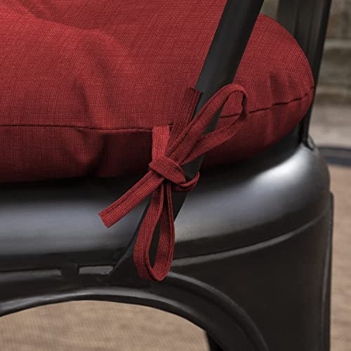 Image of Arden Outdoor Tufted Bistro Seat Cushion, Set of 4, 14.5 in x 15 in, Rain-Proof, Fade Resistant Ruby Red Leala