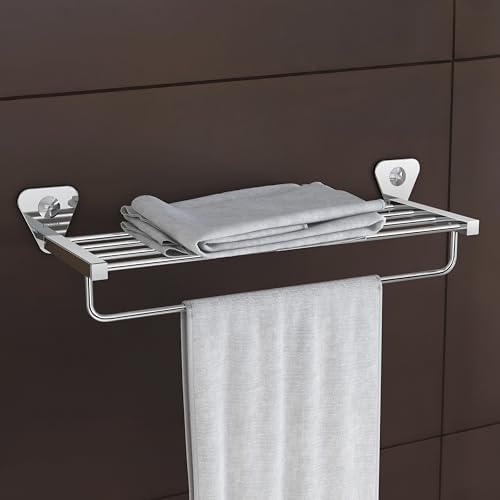 Image of Plantex Pyramid Stainless Steel Towel Rack for Bathroom /Towel Rod /Towel Stand /Towel Hanger /Bathroom Accessories - 24 Inch (Chrome Finish)