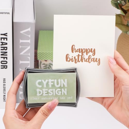 3 Pack Clear Embossing Ink Pad for Stamping & Scrapbooking - Slow-Drying Crisp Ink, Raised Durable Surface for All Stamp Sizes | Long-Lasting Inkpads for Rubber Stamps Arts & Crafts Supplies