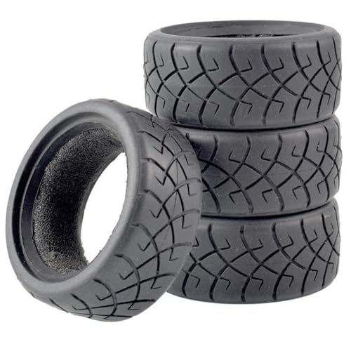 KINGCOO 1/10 RC Autoreifen auf der Straße, 4Stück RC Auto Gummireifen mit Schaumstoffeinlagen Reifen für 1:10 RC On Road Runflating Touring Racing Car für Tamiya HSP HPI Kyosho (F-65MM)
