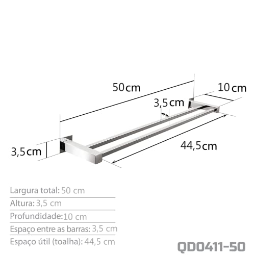 Toalheiro Duplo 50 Cm Inox - Kromus QD0411-50