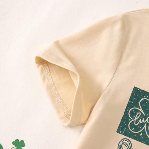 Image of GLIGLITTR Kids St Patricks Day Shirt Girls Bow Shamrock Clover Lucky Graphic T-Shirt Irish Short Sleeve Tee Tops 7-12 Years