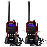 Retevis RT5 2 Way Radios Long Range,High Power Dual Band Two Way Radios Reachargeable, Emergency LCD Walkie Talkies for Adults with Earpiece (Red, 2 Pack)