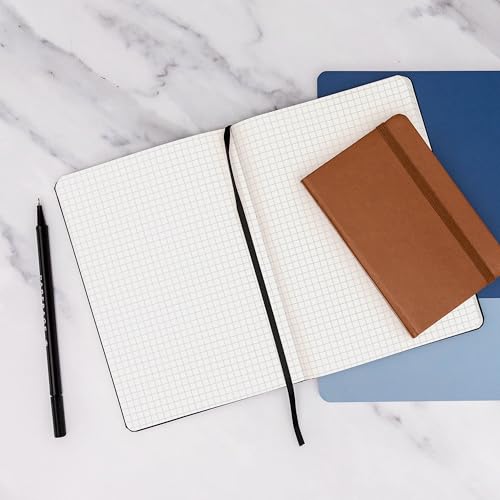 Image of PAPERAGE Graph Paper Journal Notebook, (Black), 160 Pages, Medium 5.6 in x 8 in - 100 GSM Thick Paper - Hardcover Grid Notebook for Work or School