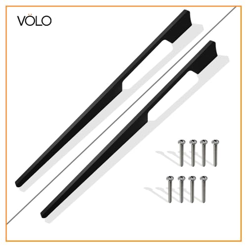 Image of VOLO Aluminium Wardrobe Handle - Elegant Pull Handle for Wardrobe Doors, Cabinet Doors, and Drawers in Kitchen, Office, and Bedroom (Pack of 2 Pieces) (SAC-40 Black 18 Inc (450mm))