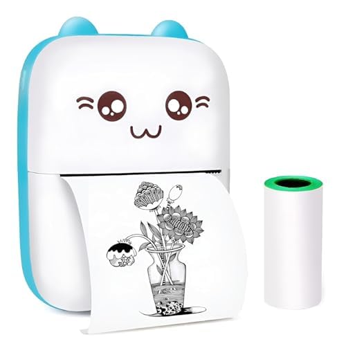 Image of Crackles Mini Bluetooth Thermal Printer, Portable Label Printer Inkfree Printer for Android & iOS System, Black on White Thermal Printer- Random Colour