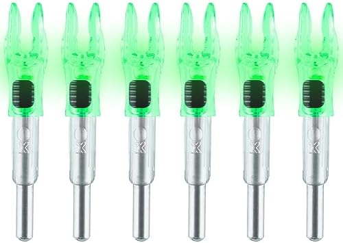 LEANPRO 6 PCS X Lighted Nocks for Arrows .204/.233/.244/.246 LED Nock Universal Fit for 5.2mm Arrows Archery Hunting (Green)