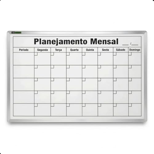 Quadro de Planejamento Mensal, 90cm X 60cm, Mold. Alumínio Luxo - Souza & Cia (Ref: 6334)