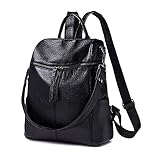 Trintion Rucksack Damen Rucksackhandtaschen Schultasche PU Leder Wasserdicht Leichtgewicht Schwarz