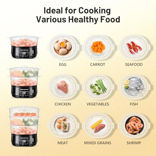 image for KEENSTAR 13.7QT Electric Food Steamer for Cooking, Vegetable Steamer w