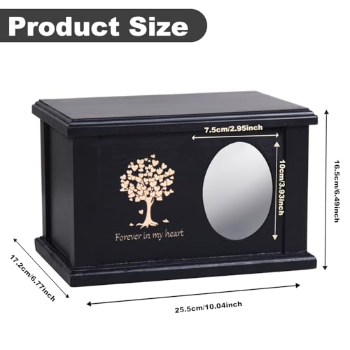 Cremation Urns for Human Ashes Adult Male Female Wooden Urn Box and Casket for Men Women Funeral Memorial Urns for Ashes with Photo Frame Burial Urn for Adults Up to 442LBS - Image 2