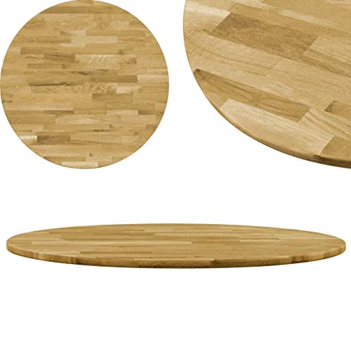 UnfadeMemory Tablero Madera de Mesa,Ideal para Mesas de Comedor,Mesita de Centro,Madera Maciza de Roble (Ø800mm, Redonda,Grosor 23mm)
