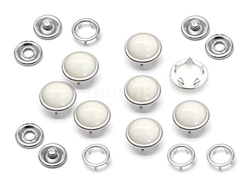 CRAFTMEMORE 40 Sets 10.5MM Pearl Snaps Fasteners for Western Shirt Clothes Popper Studs (40 Sets, White)