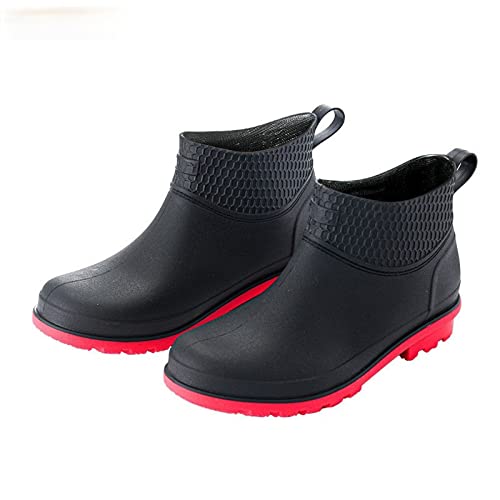 Slip Garden Boots,Rubber Boots, Men Thick Heel Warm Rainboots Safety Work Water Shoes Autumn Winter Non-Slip Waterproof Ankle Men Rubber Boots Fishing(Size:10.5)