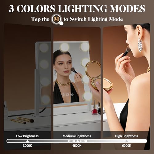 Espejo de Maquillaje Cuadrado con Luz y Control Táctil miniatura 2