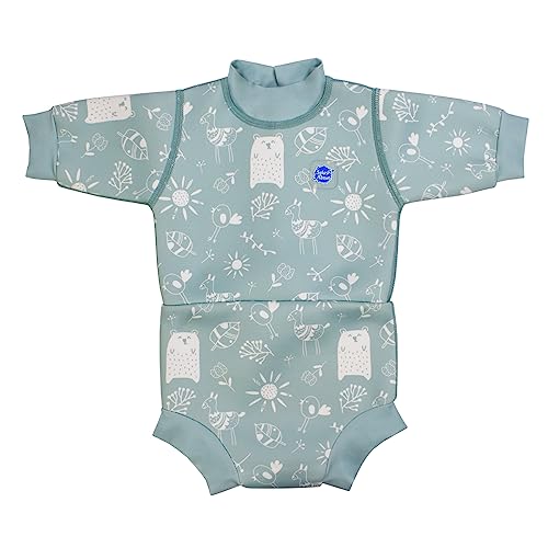 Splash About Baby Girls Happy Nappy Wetsuit One Piece Swimsuit, Sunny Bear, 3-6MONTHS