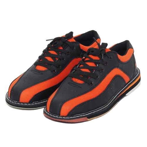Mens Bowling Shoes, Low Top Casual Beginner Bowling Training Shoes Comfortable Leather Indoor Outdoor Non Slip Bowls Sneakers