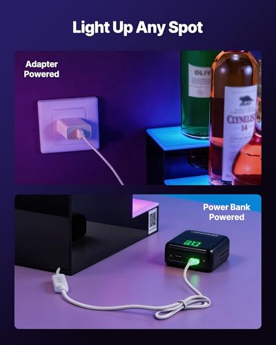 Image of VEVOR LED Lighted Liquor Bottle Display, 2 Tiers 24 inches, Supports USB, Acrylic Illuminated Home Bar Shelf Display with RF Remote & App Control, 9 Static Colors, Timing Mode, for 12-16 Bottles