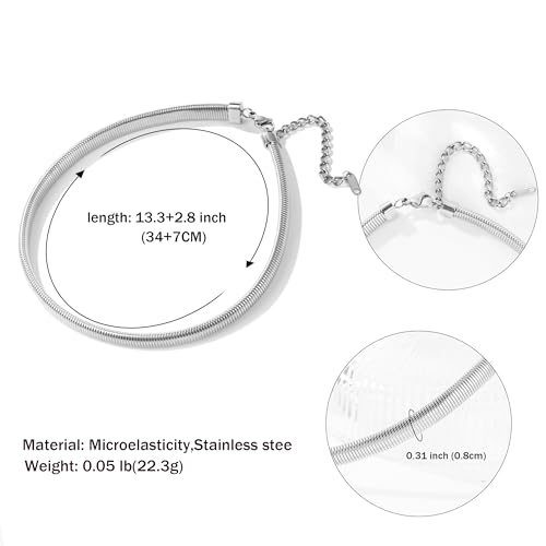 Badu Chunky Gold Stainless Steel Choker Necklace For Women Stretch Snake Shain Non Tarnish Gold Triple Necklace2