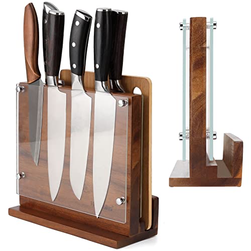 Kitchen Magnetic Knife Block With Acrylic Shield Double Side Knife Holder Rack Magnetic Stands With Strong Enhanced Magnets Multifunctional Storage Knife Stand For Kitchen Cutlery Display Organizer #TOP20