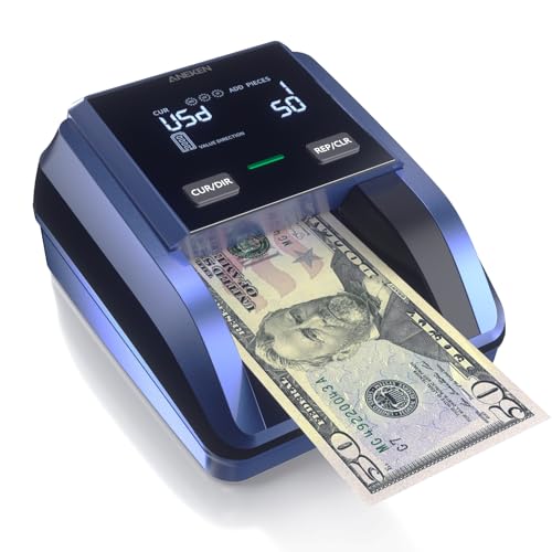 Aneken AL-139 Counterfeit Bill Detector, 2.8' Display, Value Counting, Multi-Directional Scan & Record Tracking, Multi-Currency Support, Blue