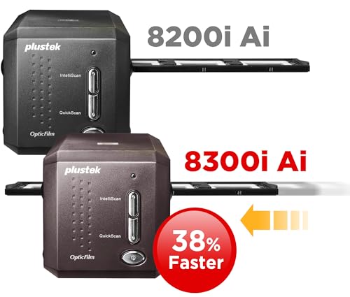Plustek OpticFilm 8300i Ai Film Scanner - Converts 35mm Film & Slide into Digital, Bundle SilverFast Ai Studio 9 + QuickScan Plus, Include Advanced IT8 Calibration Target (3 Slide)