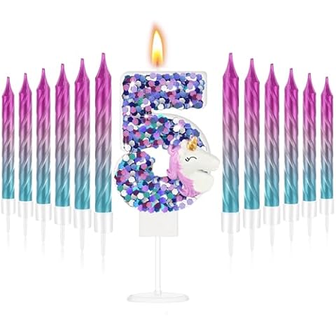 MTLEE Unicorn Birthday Candle Set Cover
