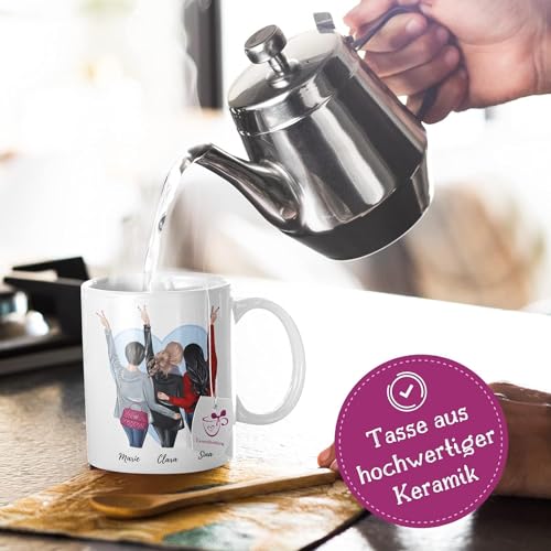 Tassenliebling® - Personalisierte Tasse (3 Freundinnen) mit Spruch selbst gestalten, individuelles Geschenk für beste Freundin, BFF, Kollegin & Arbeitskollegin