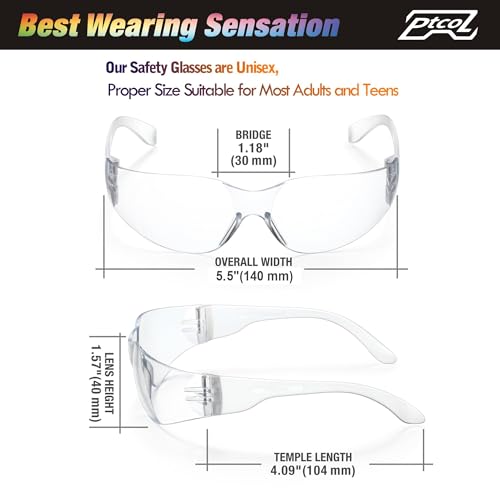PTCOL 28 Pack Safety Glasses Crystal Clear (Bulk Pack of 24+4) Unisex Anti-Scratch Protective Goggles Impact Resistant Lens Eyewear with ANSI Z87.1 Certified for Construction, Shooting and Laboratory by PTCOL - Image 5