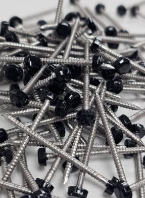 250 x UPVC 40mm Poly Top Pins Nails Plastic Headed Fascia Fixings (Black)