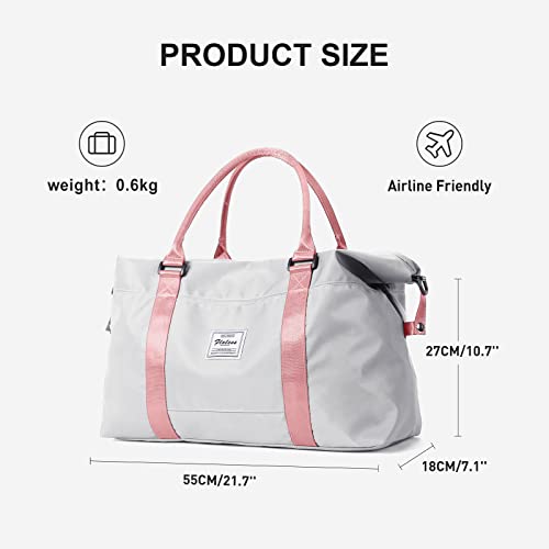 Sport Travel Duffle Bag Large Gym Tote Bag For Women, Weekender Bag Carry On Bag For Airplane, Ladies Beach Bag Overnight Bag Waterproof Bag Luggage Bag With Wet Bag Grey #TOP1
