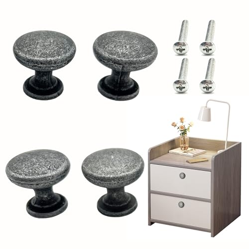 OHYER Tiradores de Cajón y Anillas Pomos y Tiradores Vintage Tirador Manija Anillo Antiguo Tornillos Redondo Para salón cocina dormitorio Decoración del hogar (Hierro antiguo 23mm diámetro 4)