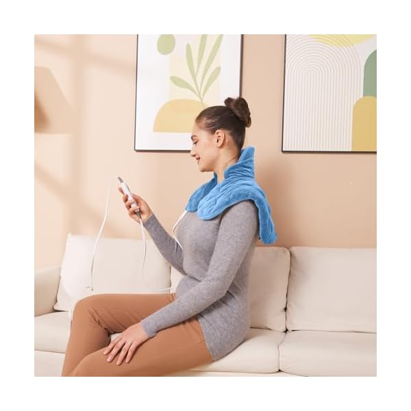 Ruqiji neckshoulderback heating pad pain relief for backneckshouldersmenstrual pain christmas gifts for women men mom dad 01 light blue 19 x 24  urban country home decor